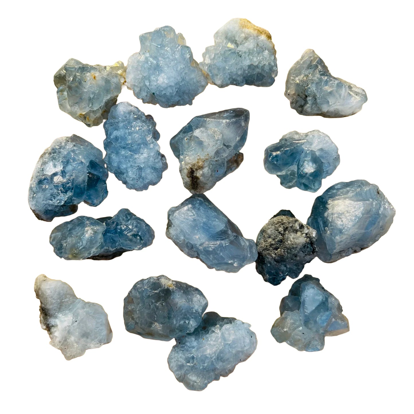 Close detail of Celestite raw stone, showing characteristic finish.