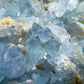 Back view of Celestite raw stone, showing untreated character, often kept for Stress Relief.