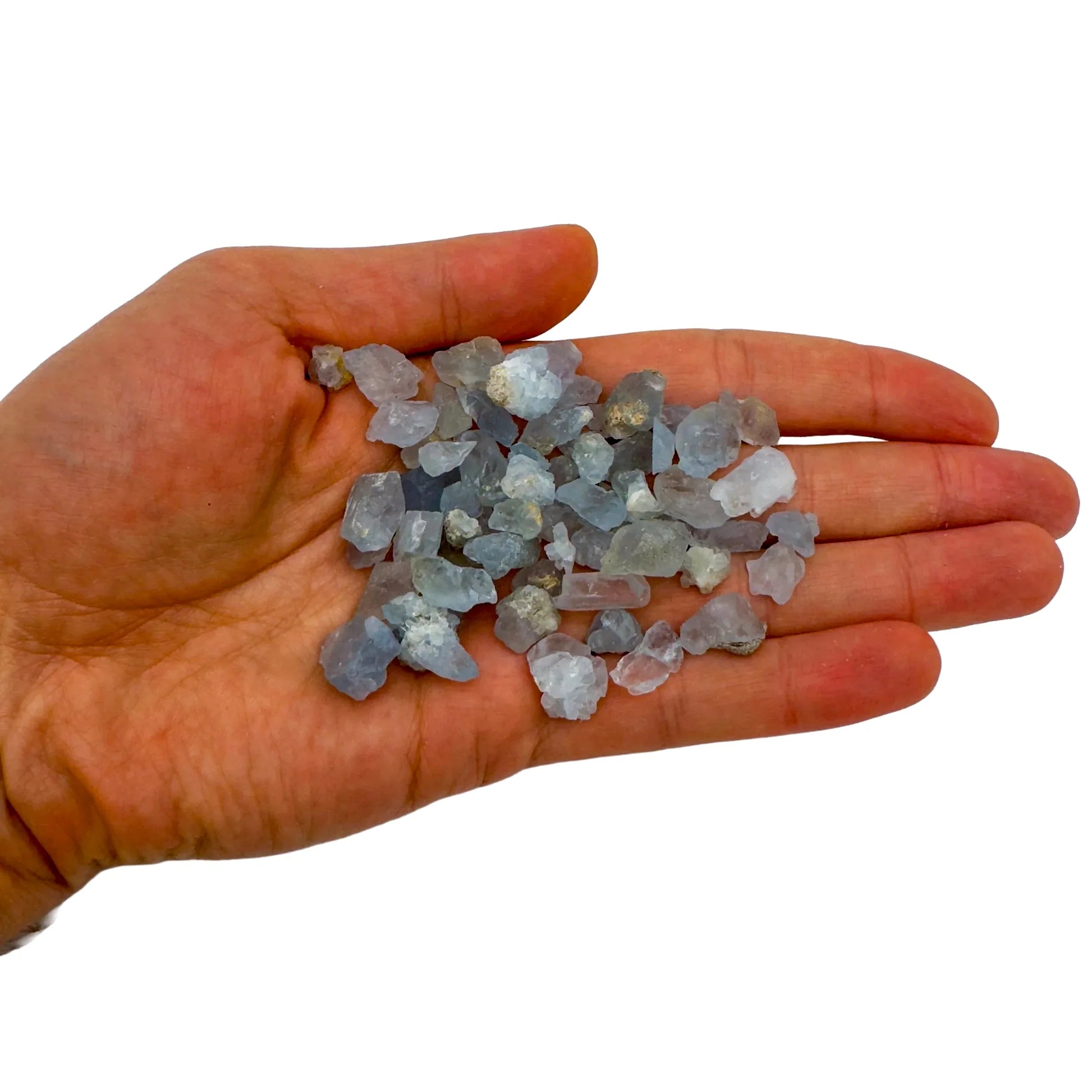 Back view of Grade AA Celestite raw showing natural surface