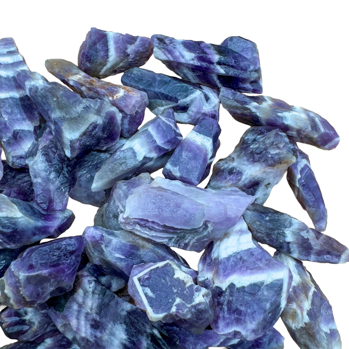 Full profile of Grade AA Chevron Amethyst raw ready to ship from Beyond Bohemian