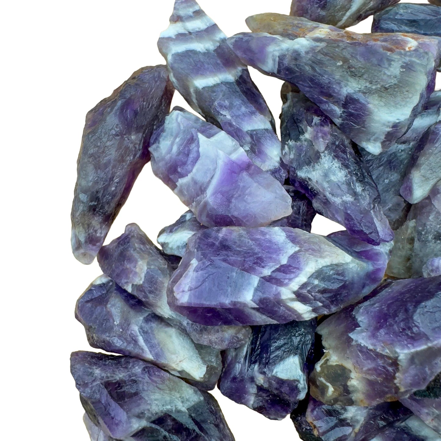 Full profile of Grade AA Chevron Amethyst raw ready to ship from Beyond Bohemian