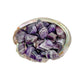Grain detail of Chevron Amethyst tumbled stone, showing characteristic finish, from Copperbelt Province, Zambia.