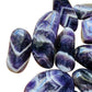 Lateral view of Chevron Amethyst tumbled stone, to support Intuition, showing characteristic color.