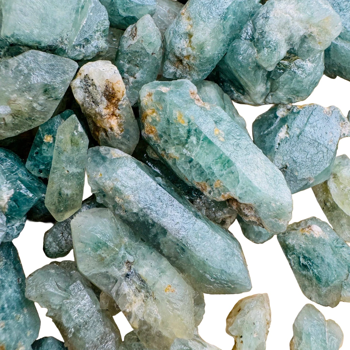 Magnified detail of Chlorite Quartz raw point, carried for Healing.