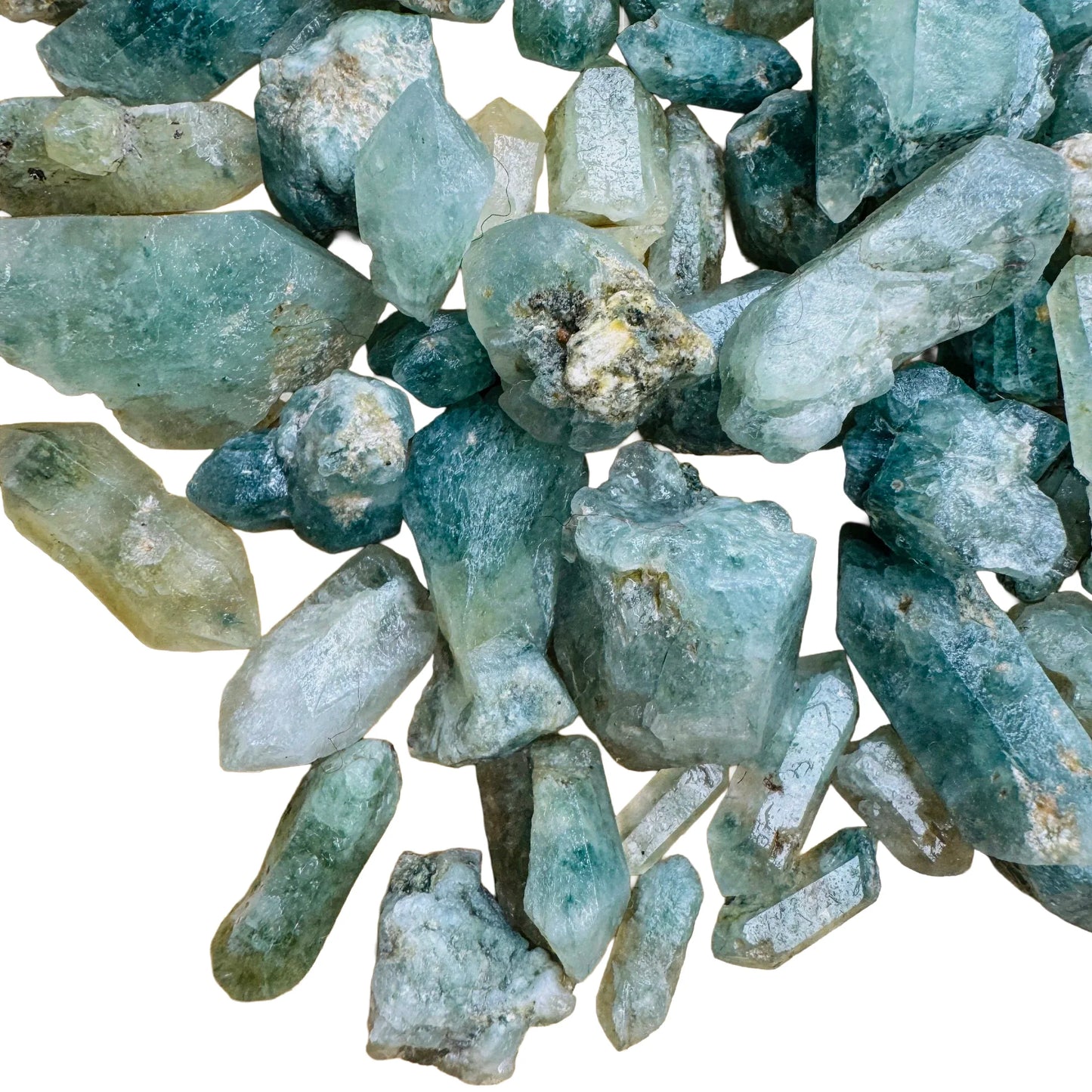 Reverse side of Chlorite Quartz raw point, Zimbabwe-sourced, showing raw matrix.