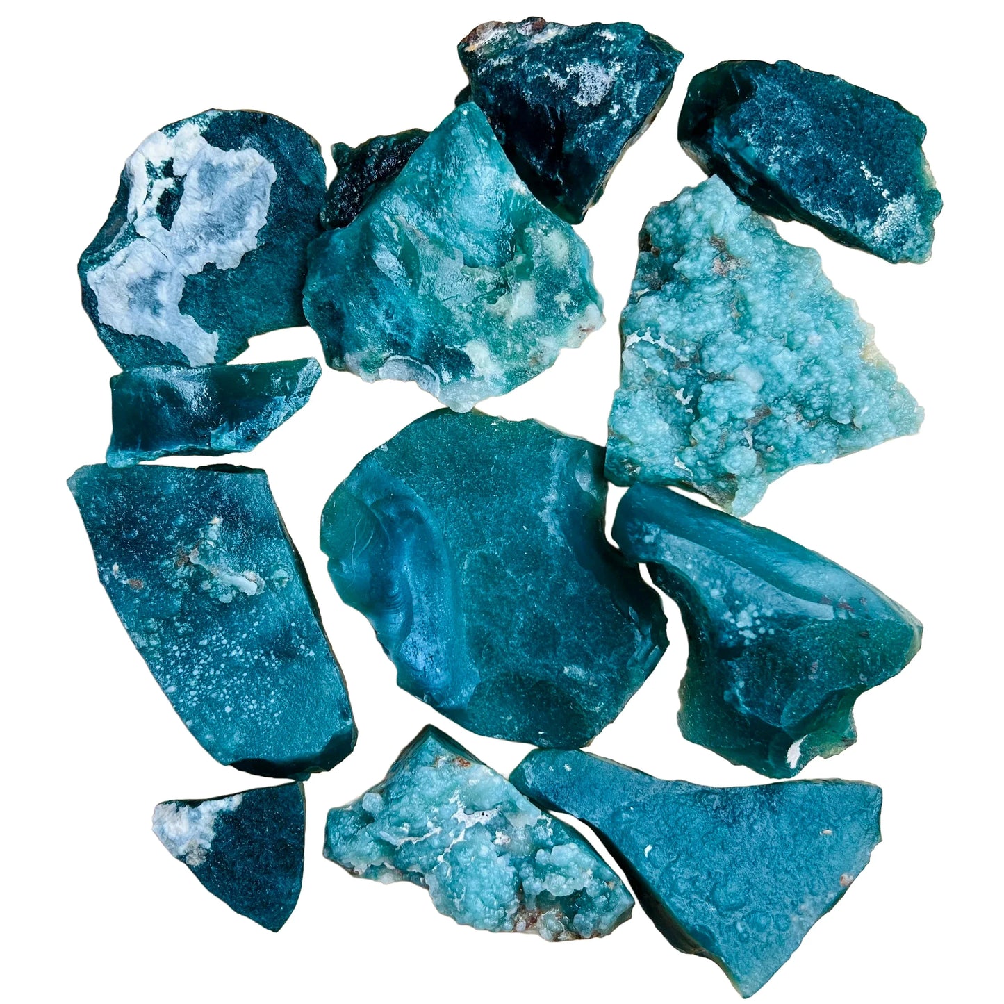 Natural surface of Chalcedony raw stone, drawn on for Stress Relief, showing characteristic patterning.