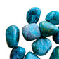 Reverse angle of Chrysocolla tumbled stone, hand-selected from Arequipa, Peru.