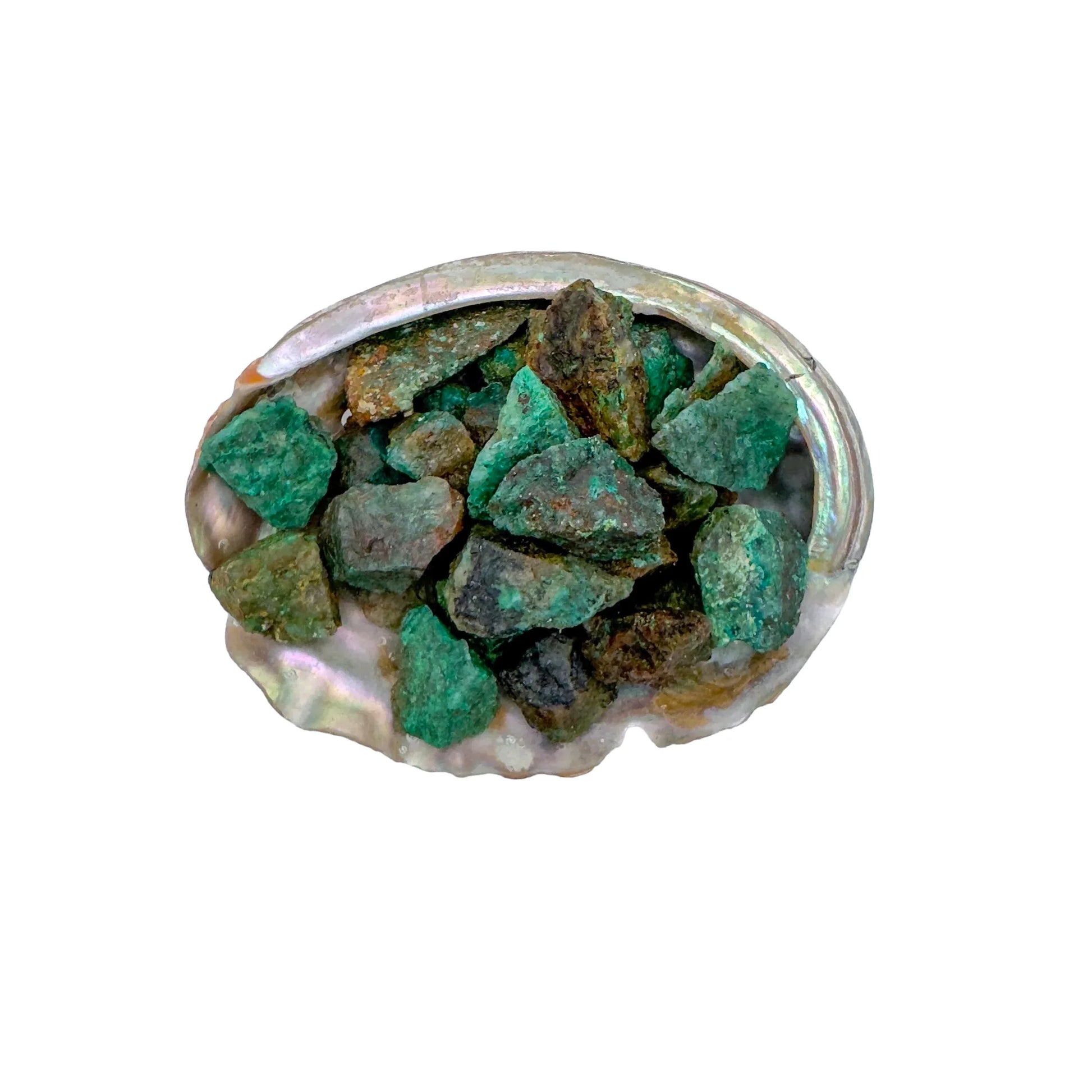 Close-up of Chrysocolla raw stone, sourced from Ambatondrazaka, Madagascar, often kept for Emotional Healing and Stress Relief.