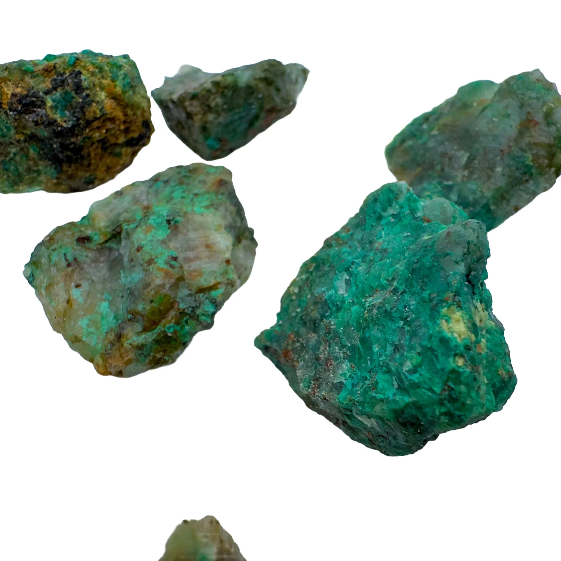 Grade a chrysocolla raw held in hand for size reference