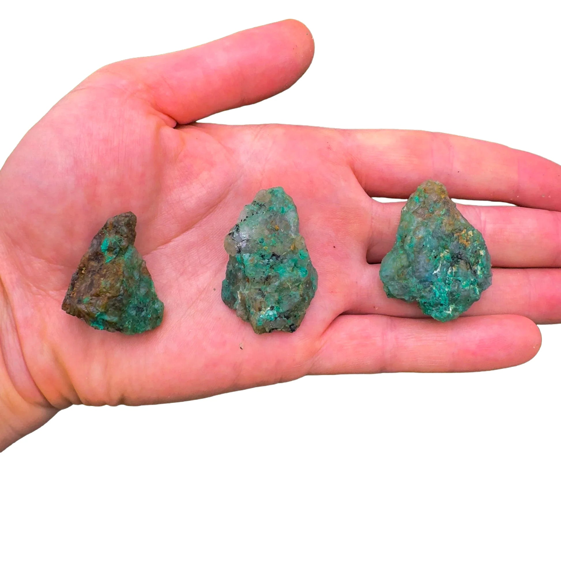 Full profile of Grade A Chrysocolla raw ready to ship from Beyond Bohemian