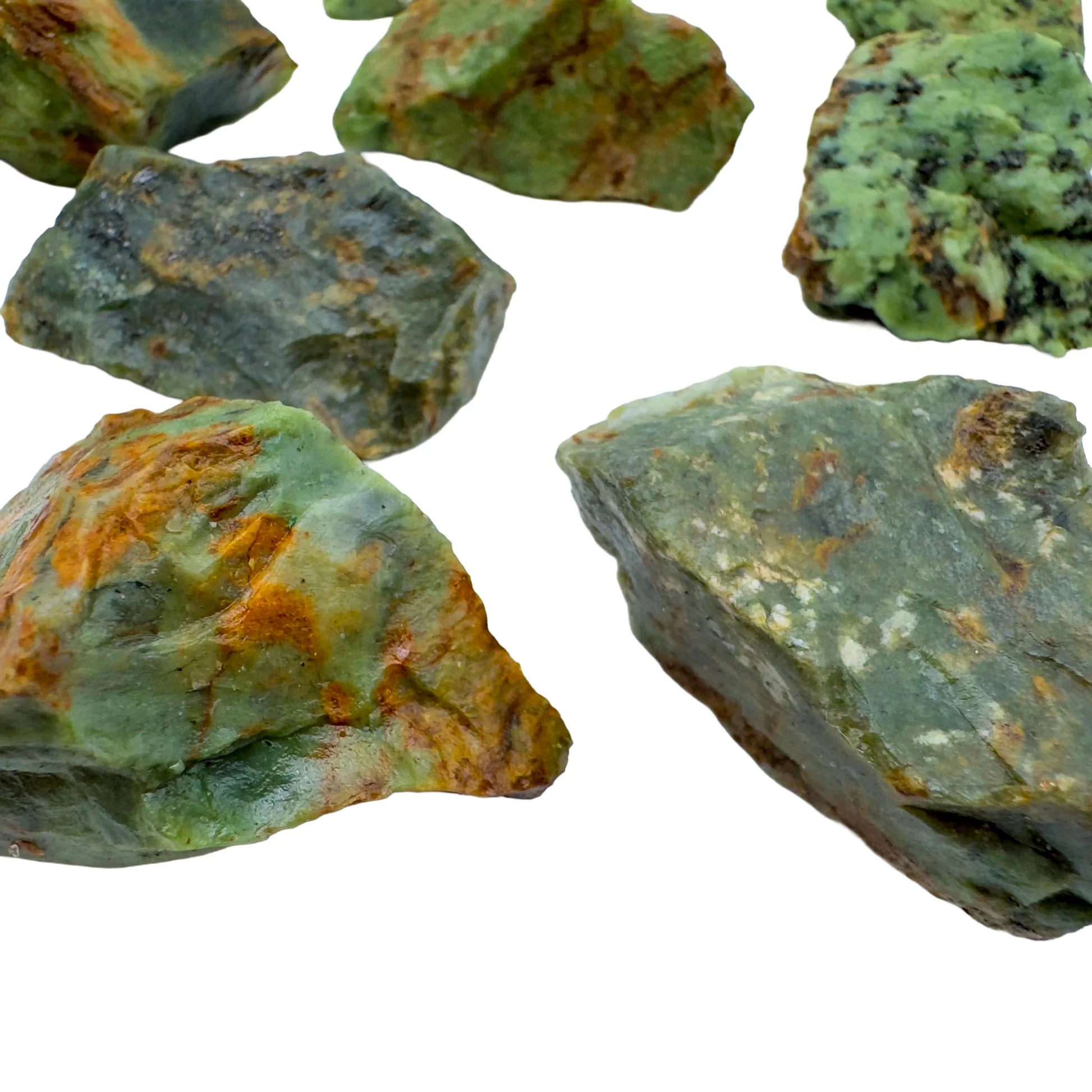 Hand-scale shot of one Chrysoprase raw stone for scale, from Madagascar.