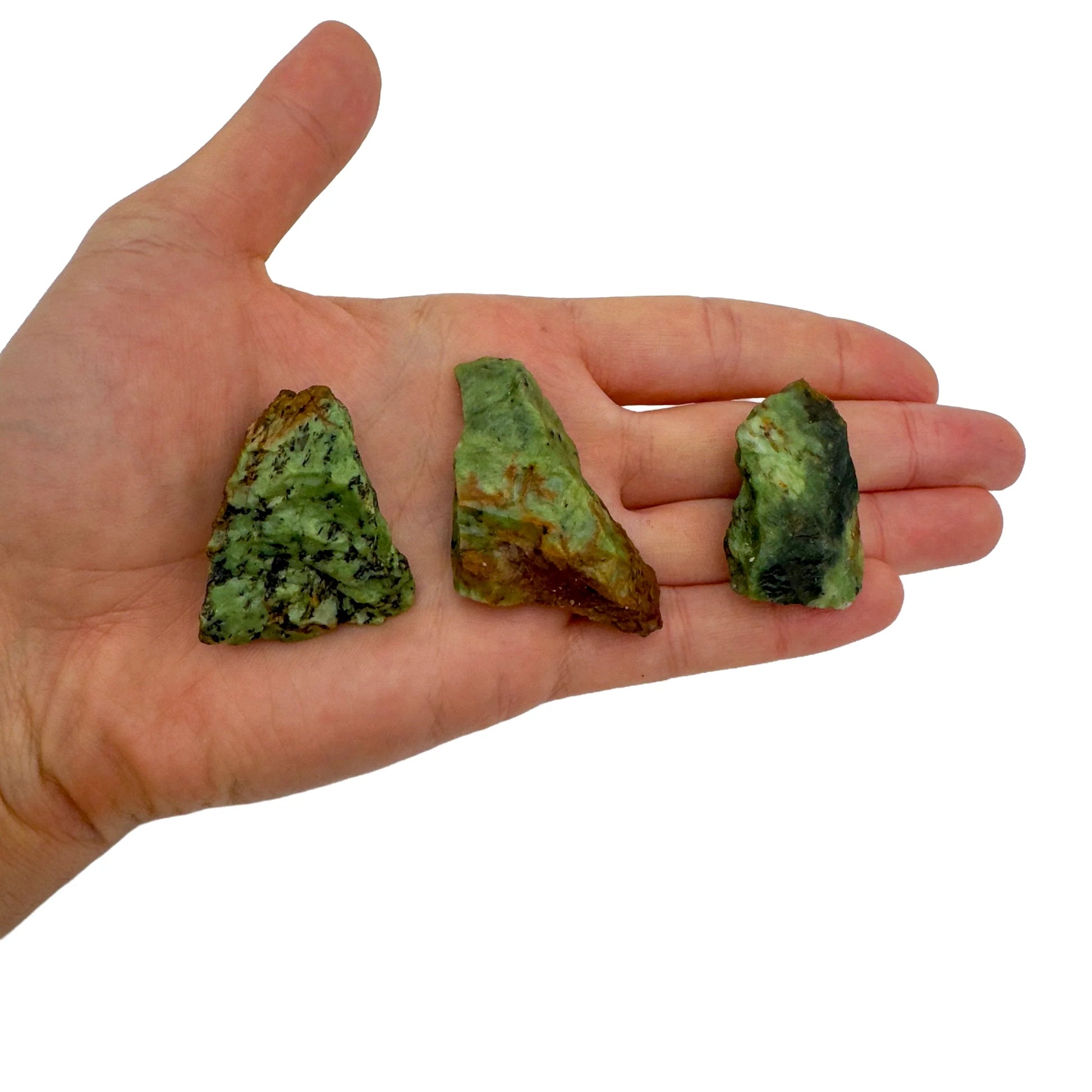 Back view of Grade A Chrysoprase raw showing natural surface