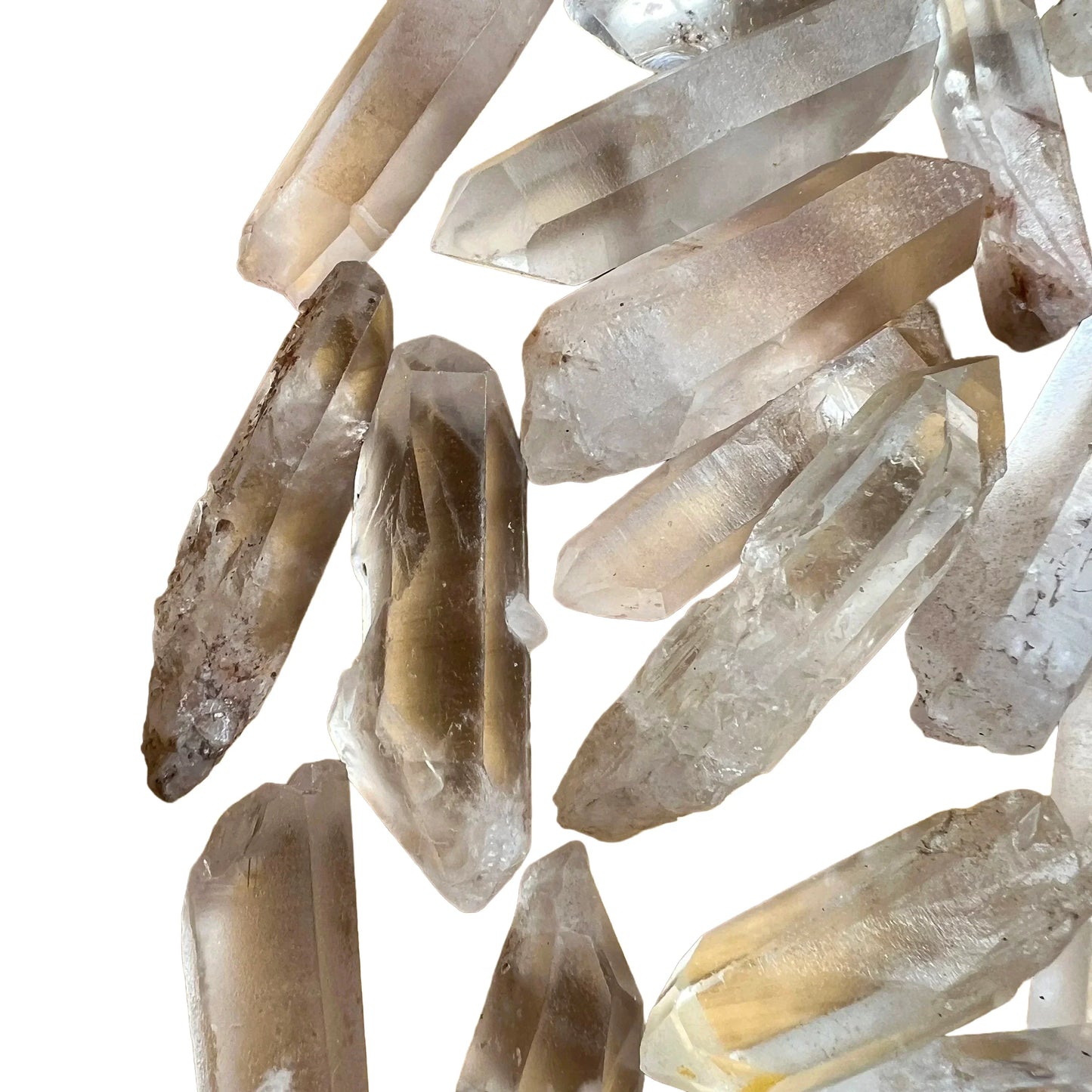Profile view of Grade A Clear Quartz raw point, Madagascar-sourced.