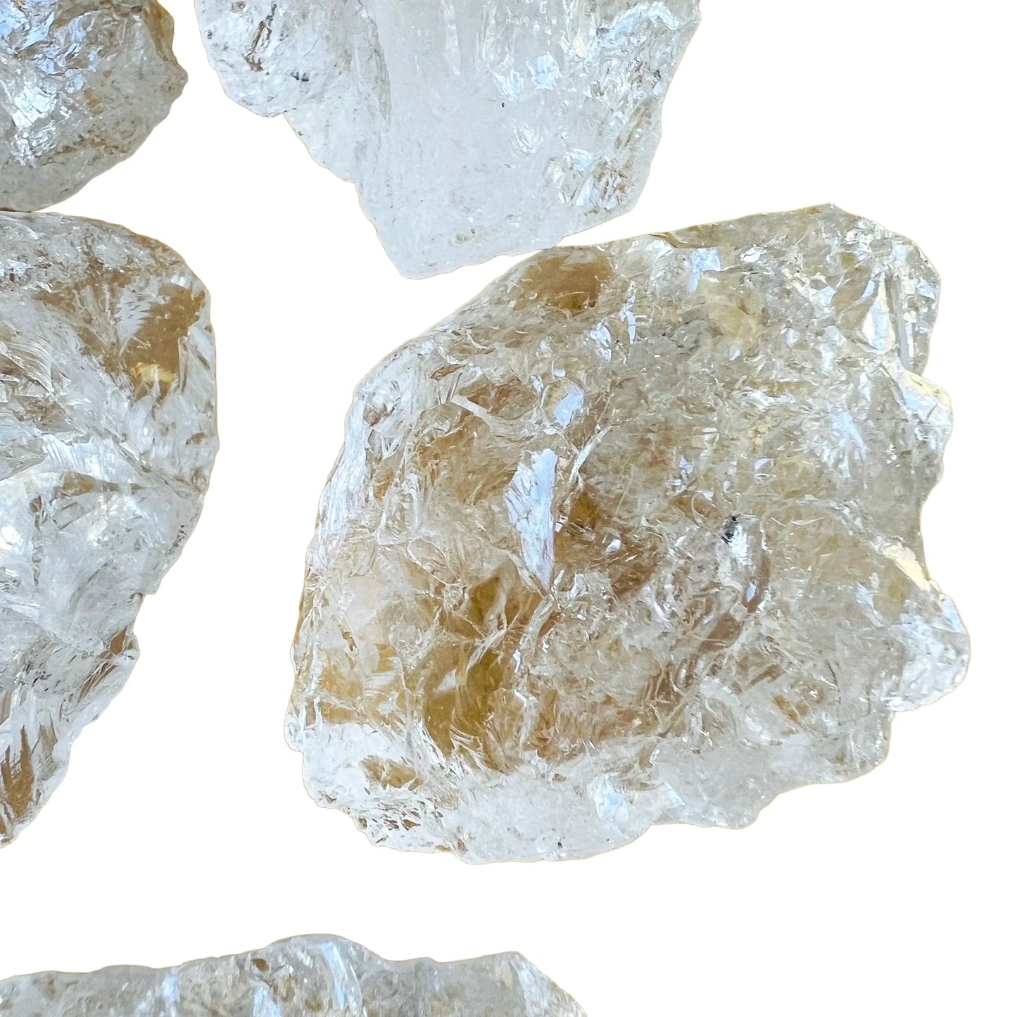 Side profile of Grade AA Clear Quartz raw stone, often worked with for Cleansing, sourced from Brazil.