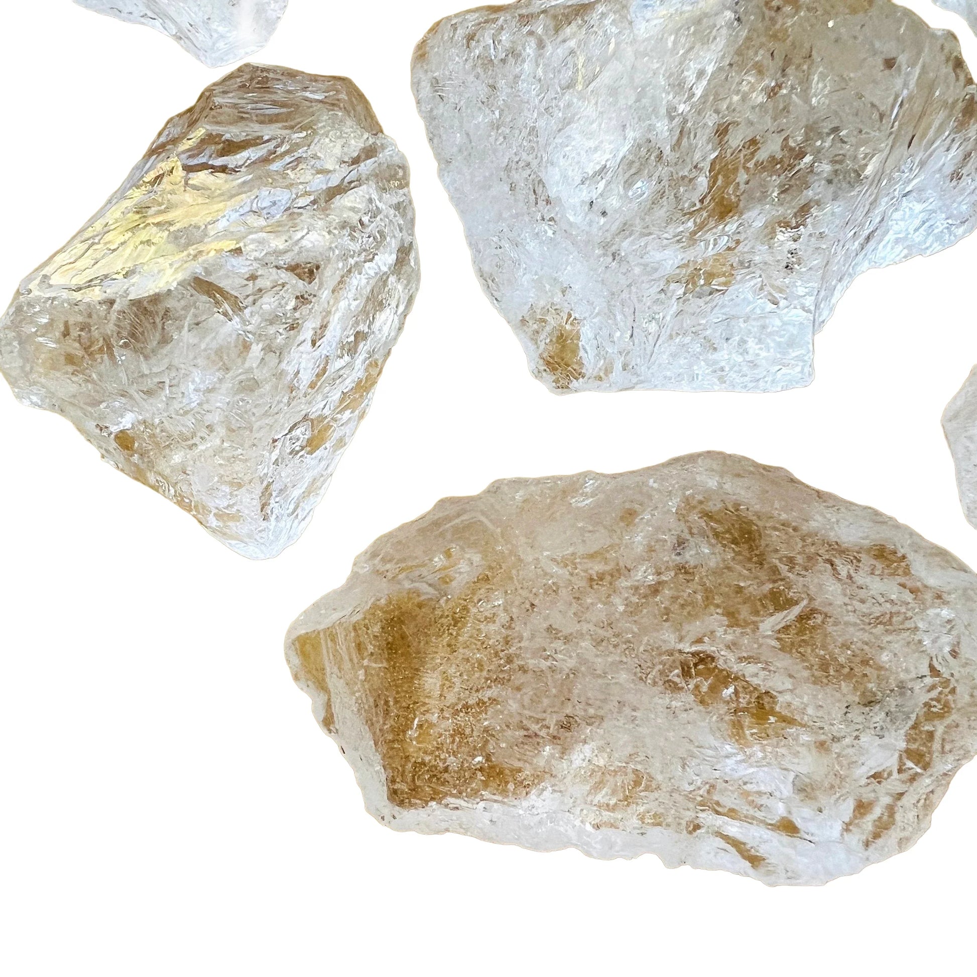 Back view of Clear Quartz raw stone, showing natural inclusions, carried for Cleansing.