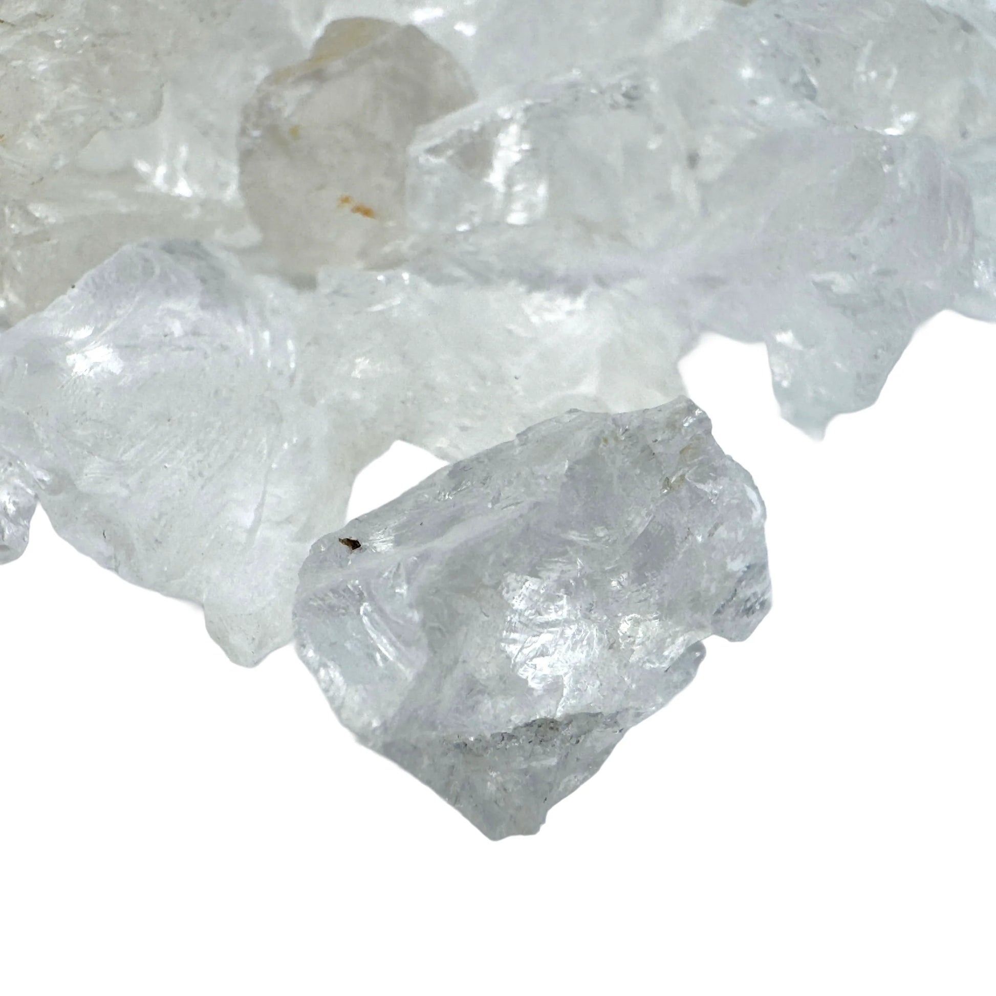 Overhead view of Clear Quartz raw stone, from Brazil.