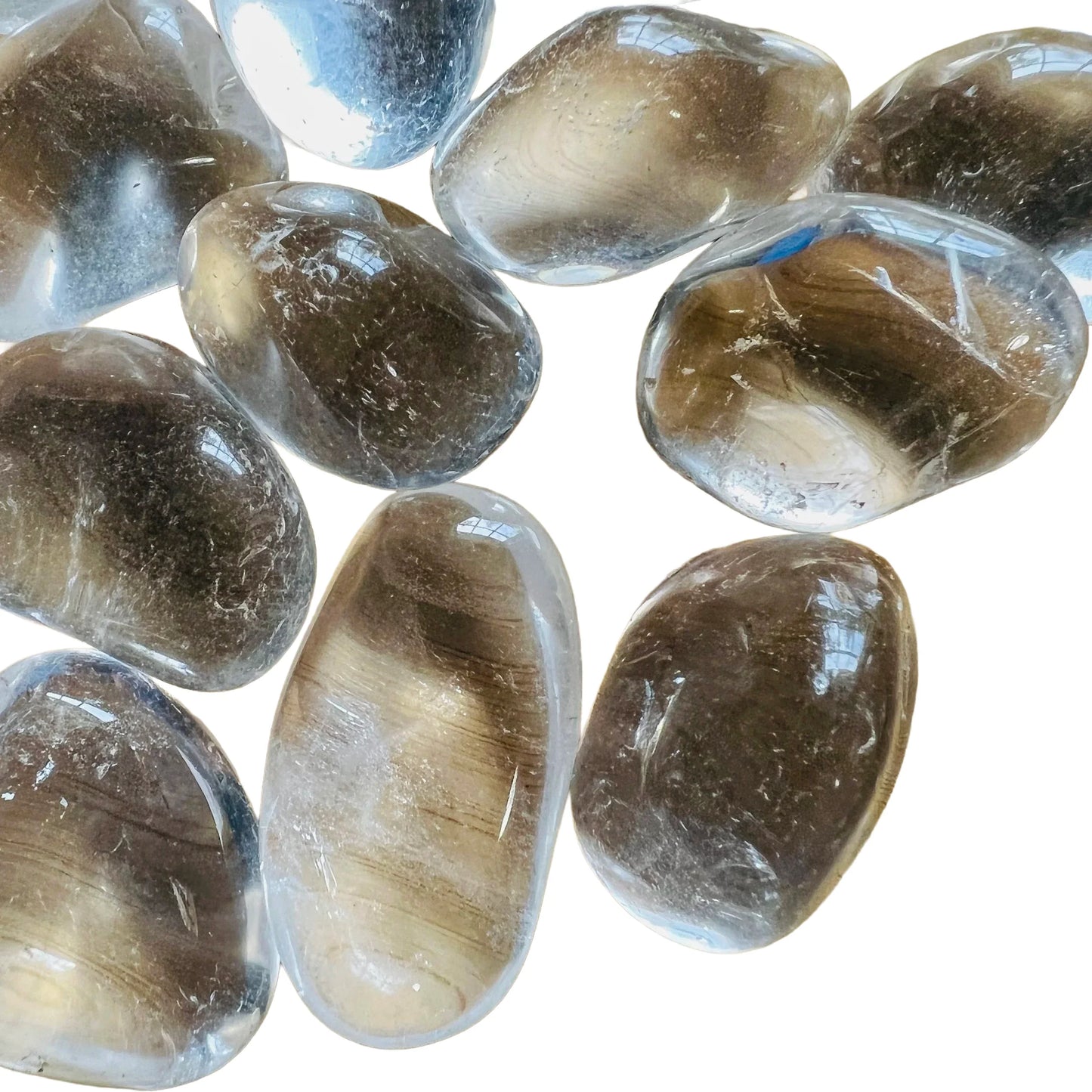 Back view of Clear Quartz tumbled stone, for Cleansing and Meditation.
