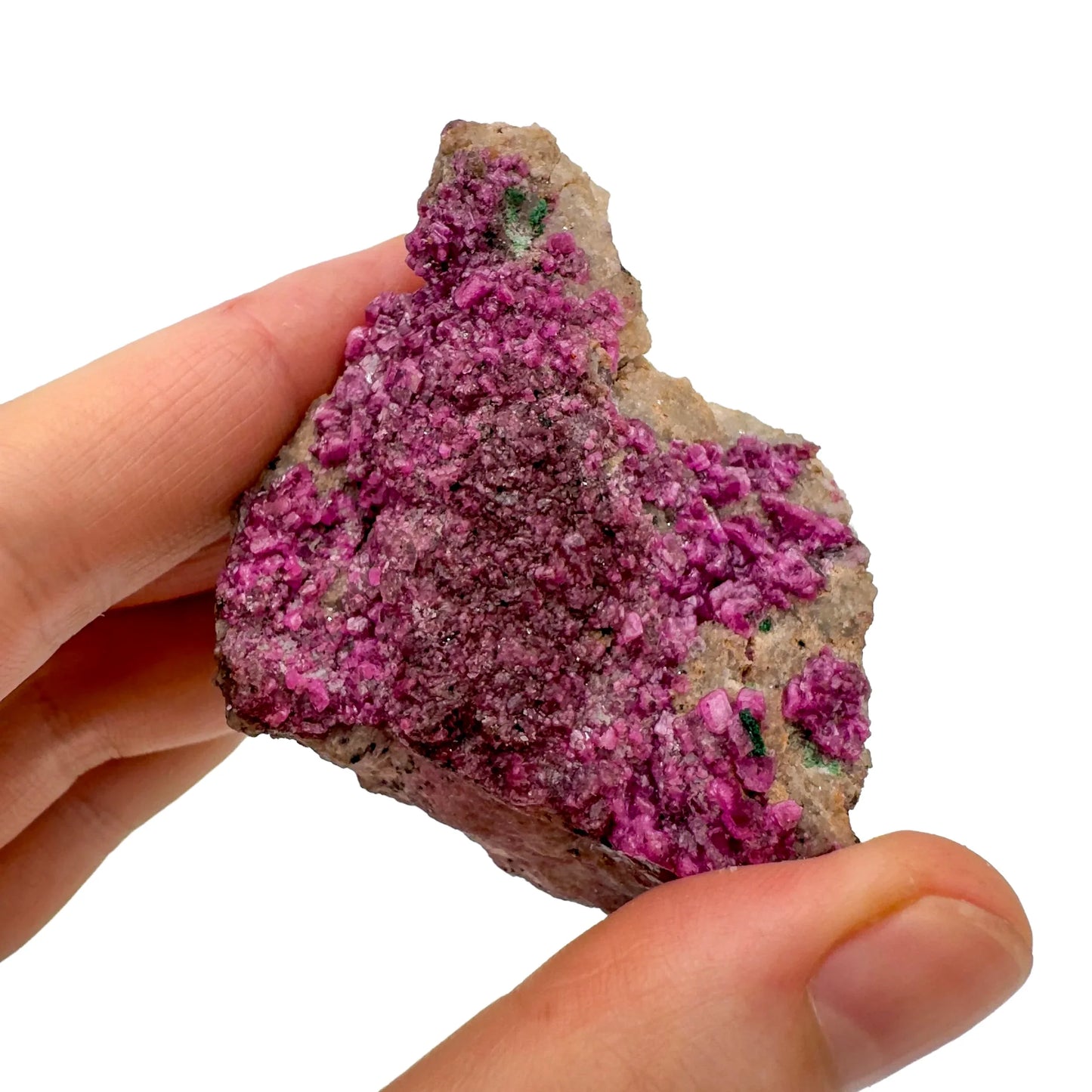 Back view of Grade AA Cobalt Calcite raw showing natural surface