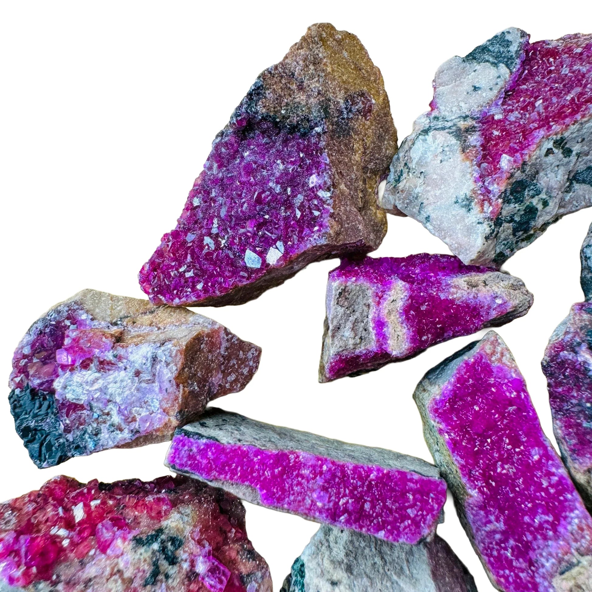 Top-down shot of Cobalt Calcite raw stone, showing subtle veining.