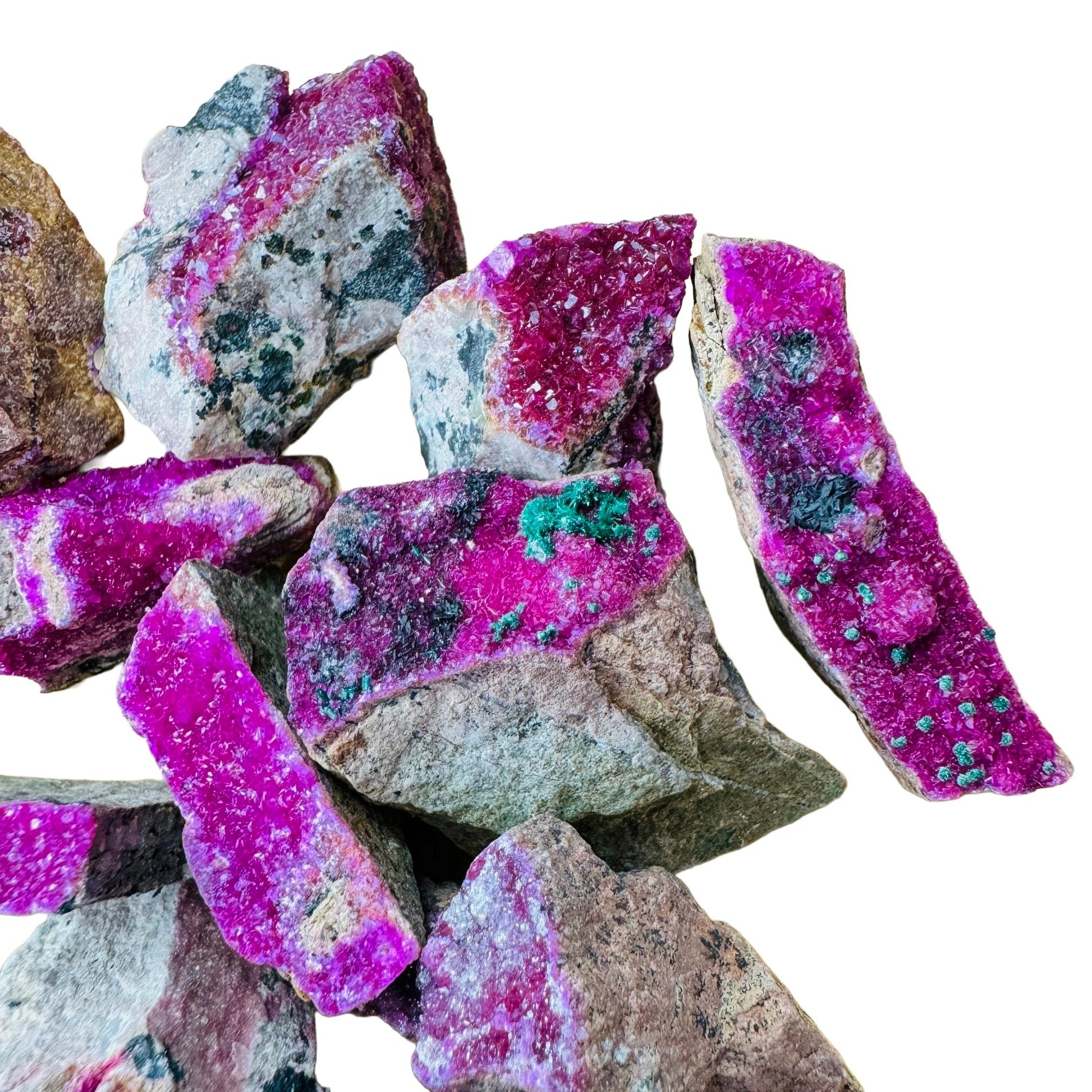 Opposite side of pink Cobalt Calcite raw stone, to support Love.