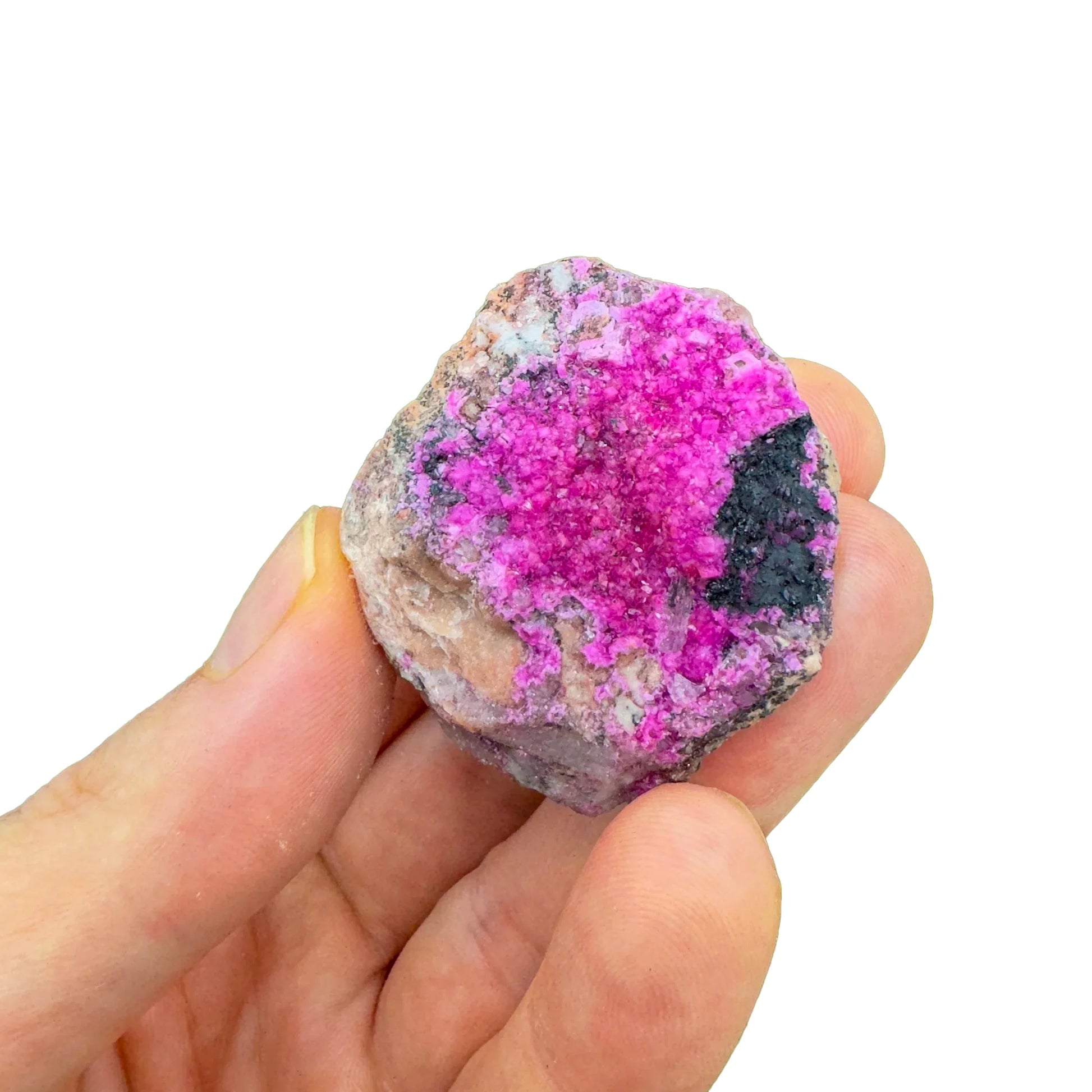 Full profile of Grade AA Cobalt Calcite raw ready to ship from Beyond Bohemian