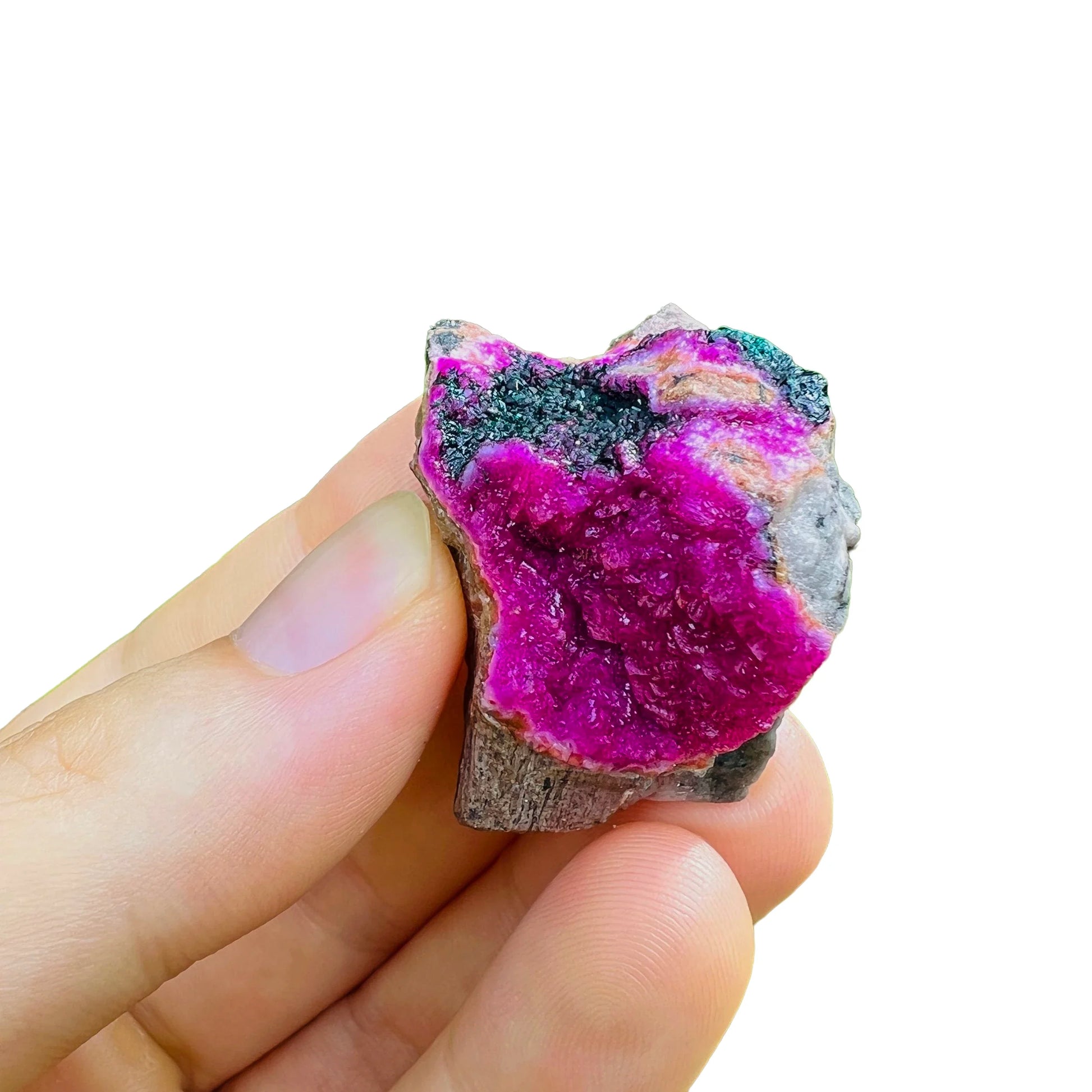 Full profile of Grade AA Cobalt Calcite raw ready to ship from Beyond Bohemian