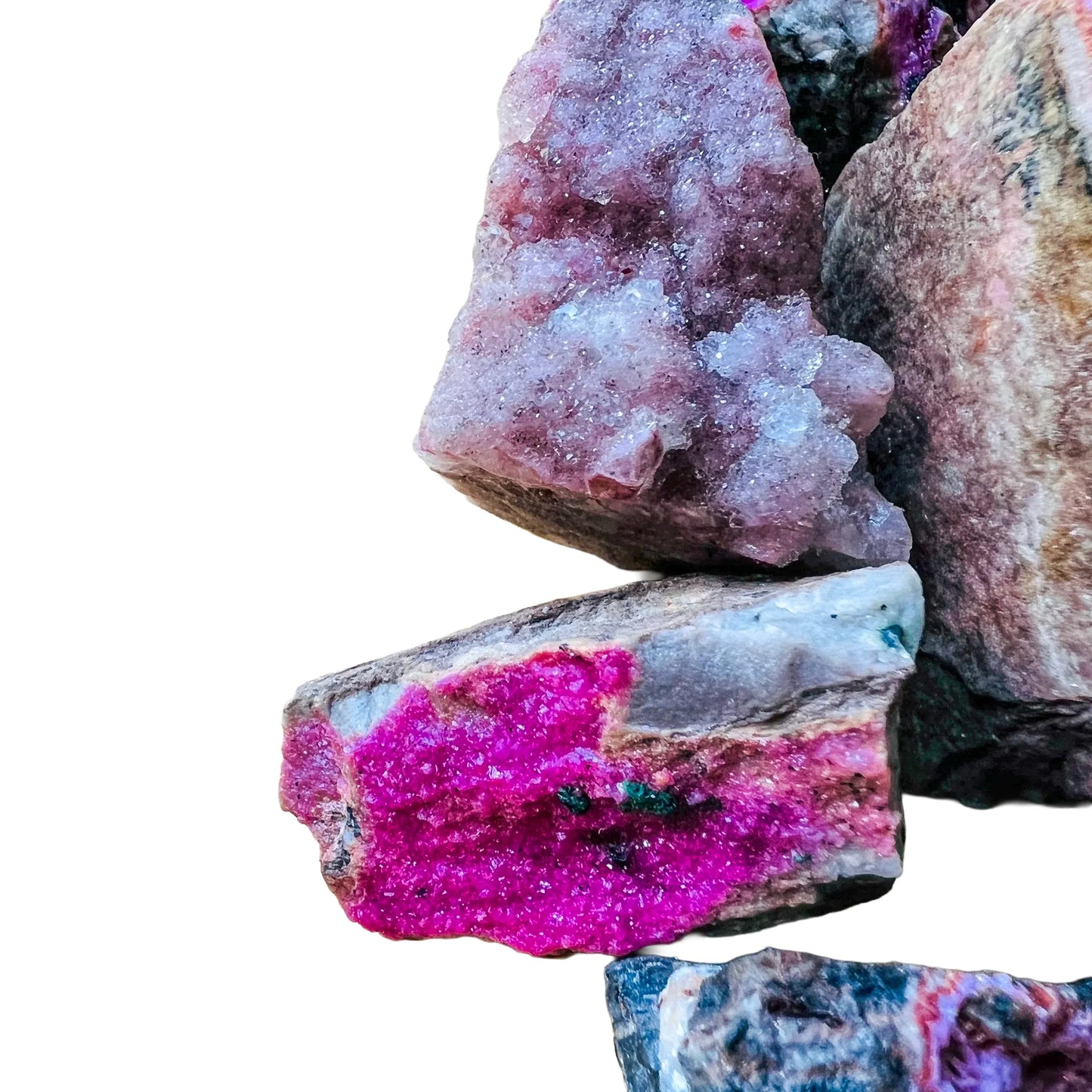 Full profile of Grade AA Cobalt Calcite raw ready to ship from Beyond Bohemian