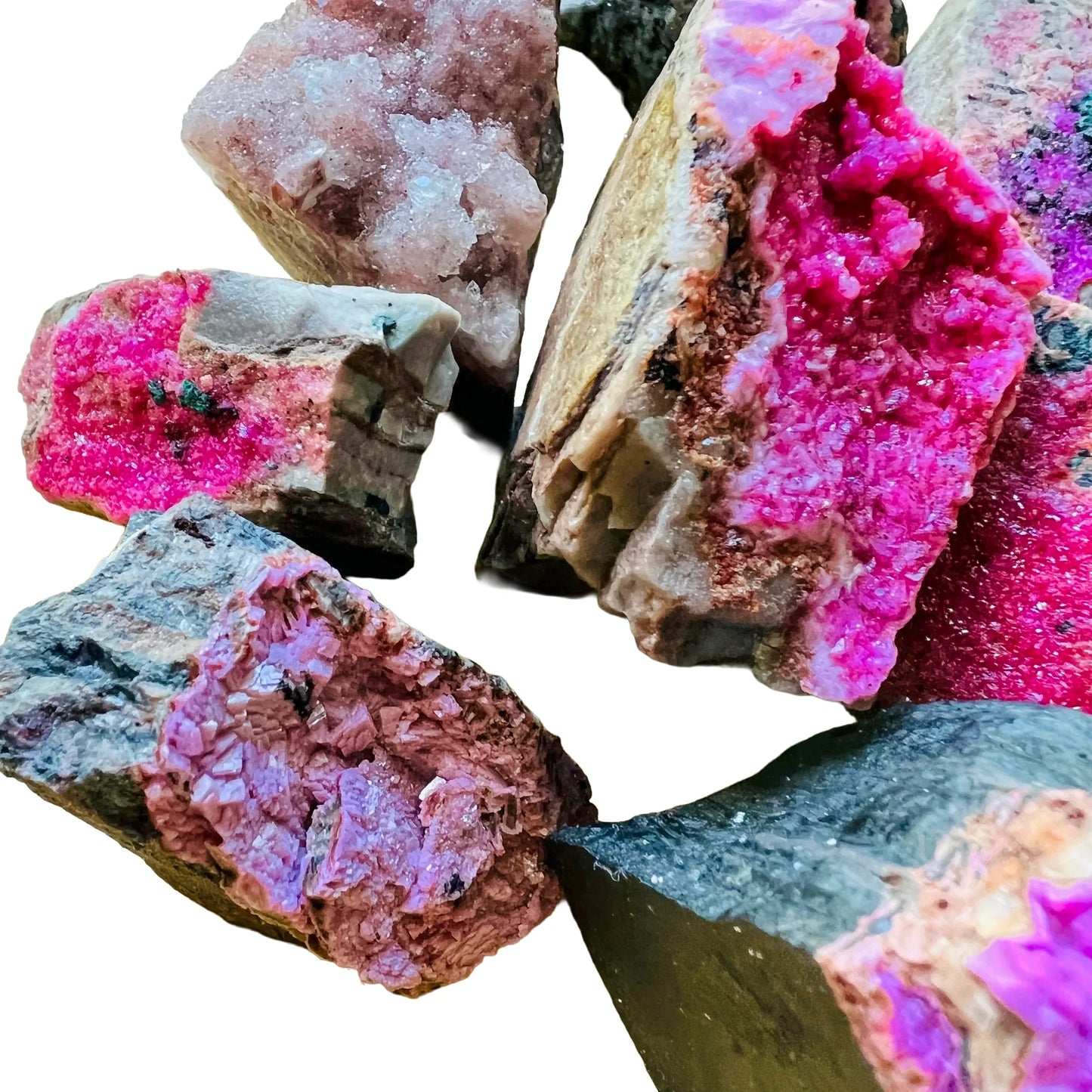 Full profile of Grade AA Cobalt Calcite raw ready to ship from Beyond Bohemian