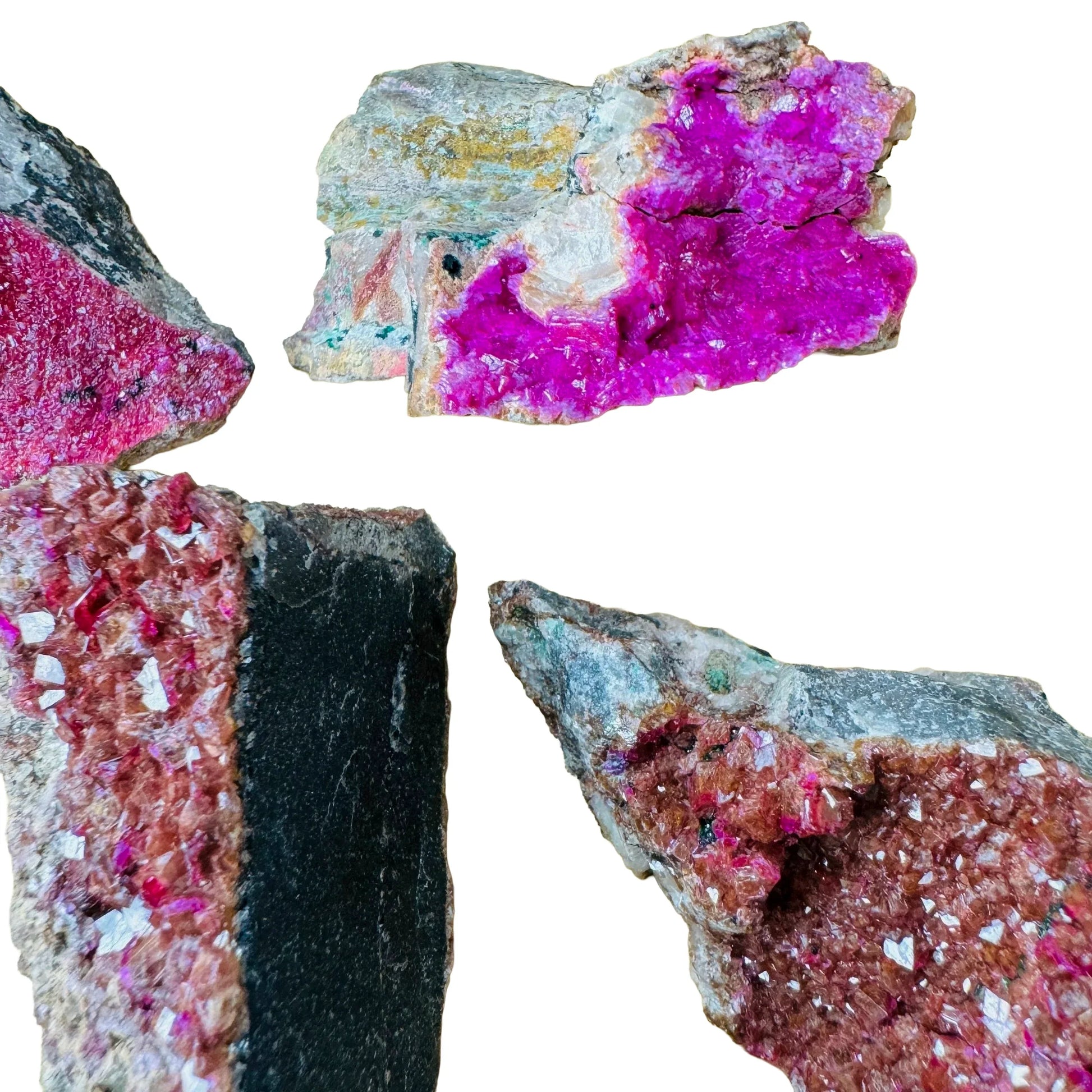 Full profile of Grade AA Cobalt Calcite raw ready to ship from Beyond Bohemian