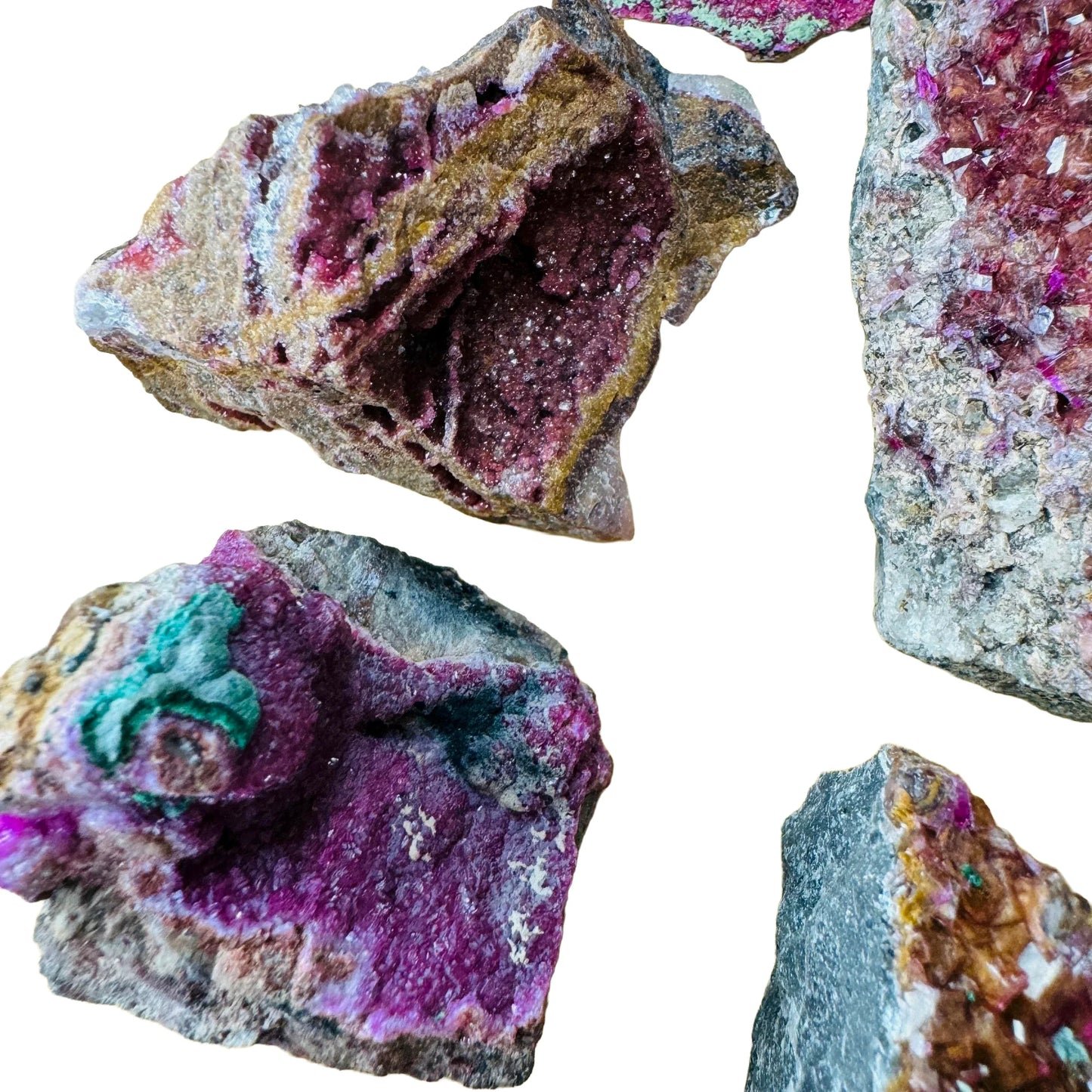 Full profile of Grade AA Cobalt Calcite raw ready to ship from Beyond Bohemian