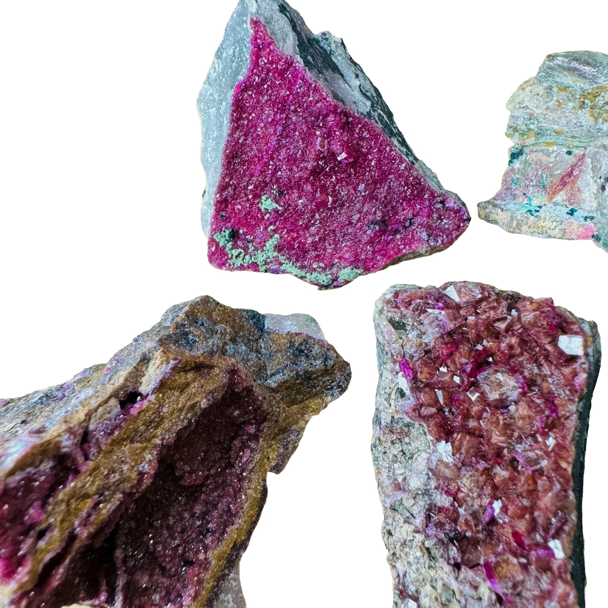 Full profile of Grade AA Cobalt Calcite raw ready to ship from Beyond Bohemian