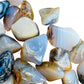 Profile shot of Dendritic Agate tumbled stone, showing natural variation, linked to Grounding.