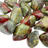 Profile shot of Grade AA Dragon Bloodstone tumbled stone, showing natural variation.