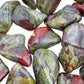 Aerial view of Grade AA Dragon Bloodstone tumbled stone, from Limpopo, South Africa.