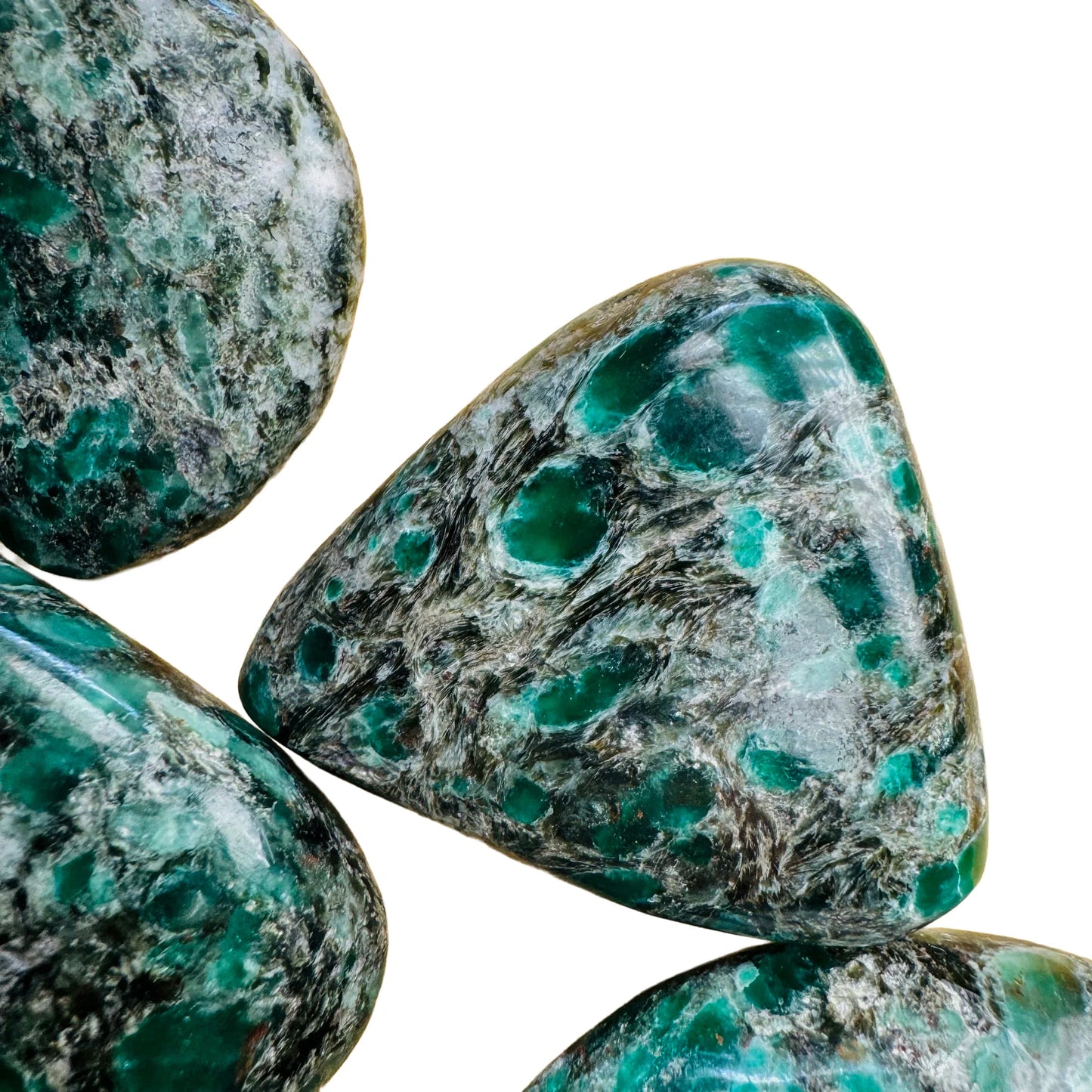 Plan view of Grade AA Emerald palm stone, Zimbabwe-sourced.