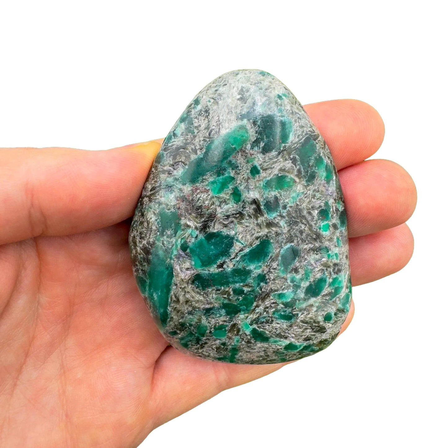 Back view of Grade AA Emerald palm stone showing natural surface