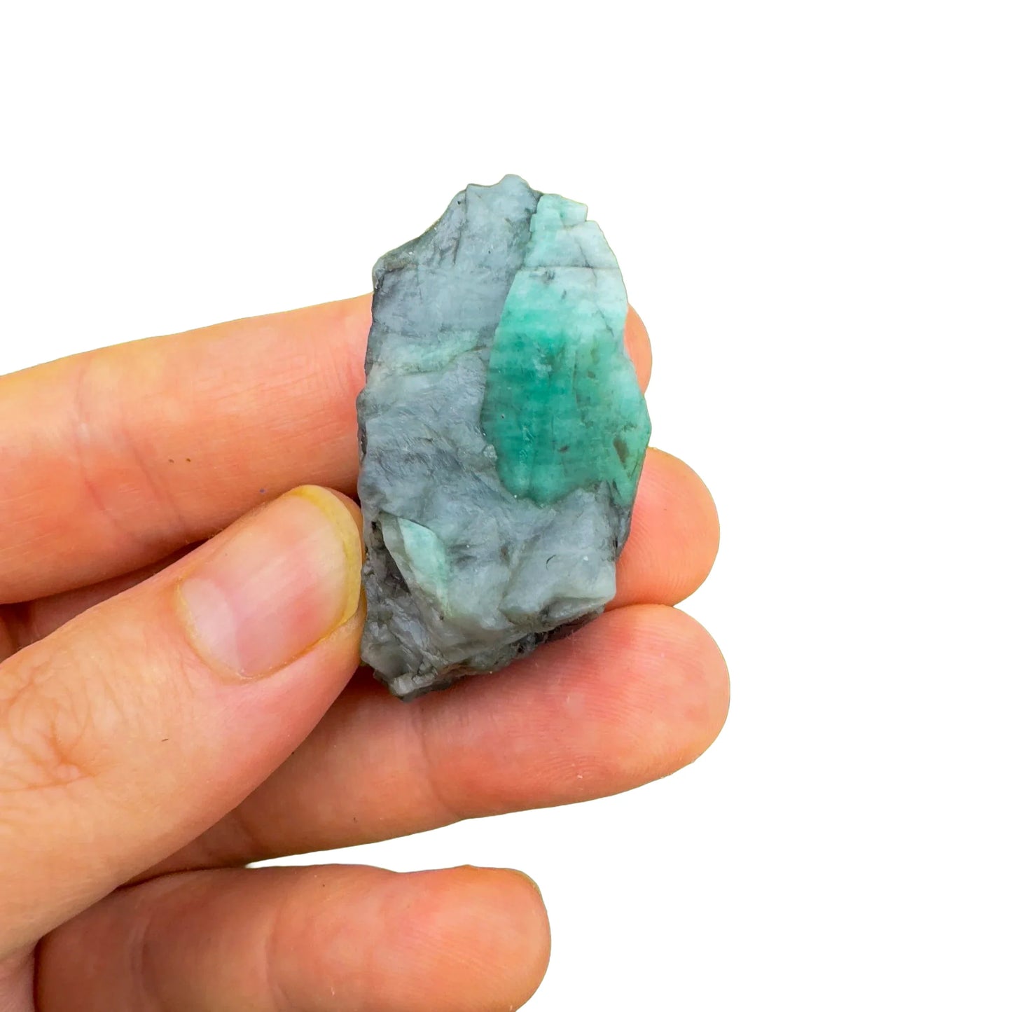 Detail shot of Grade AA Emerald raw under natural light