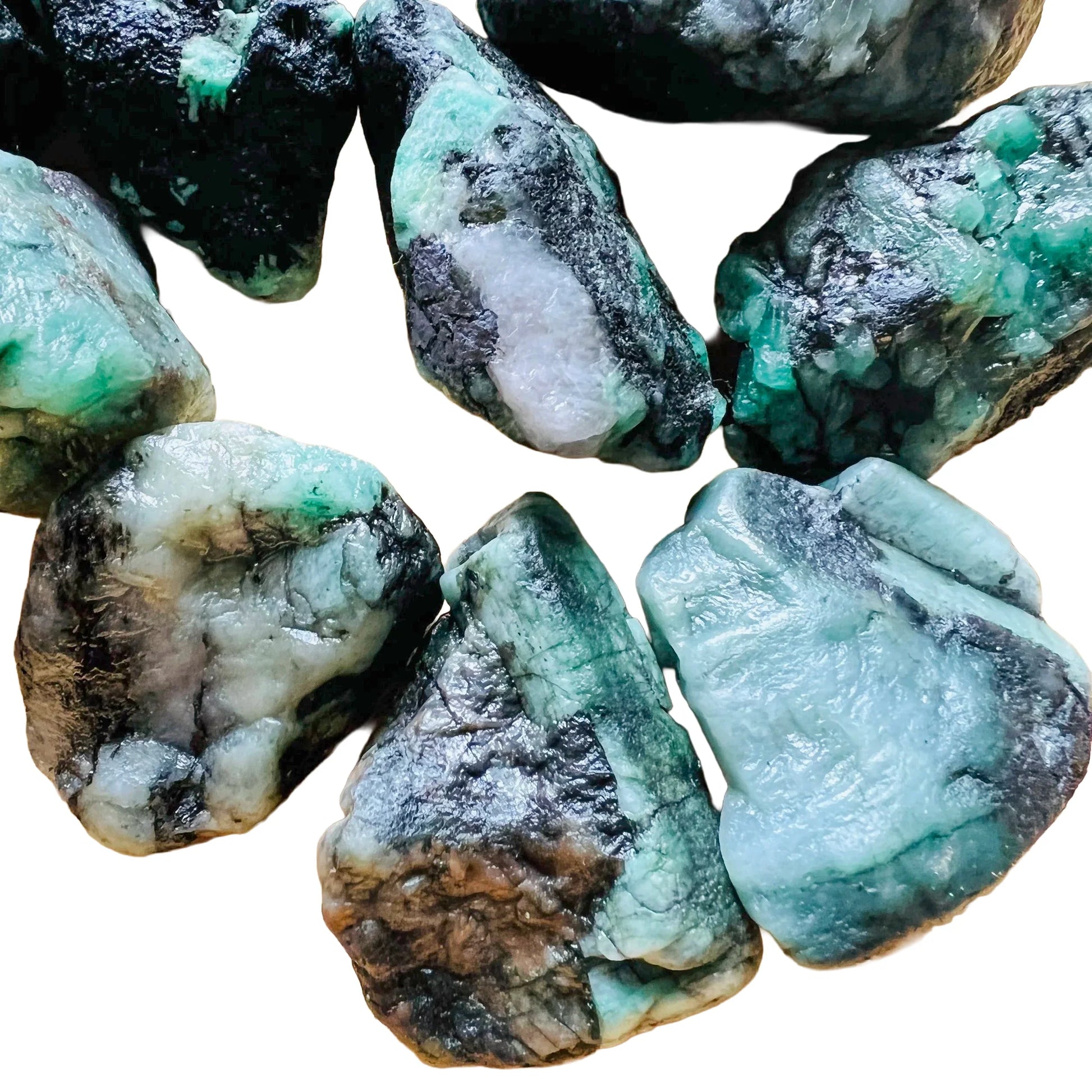 Back view of Grade A Emerald raw showing natural surface