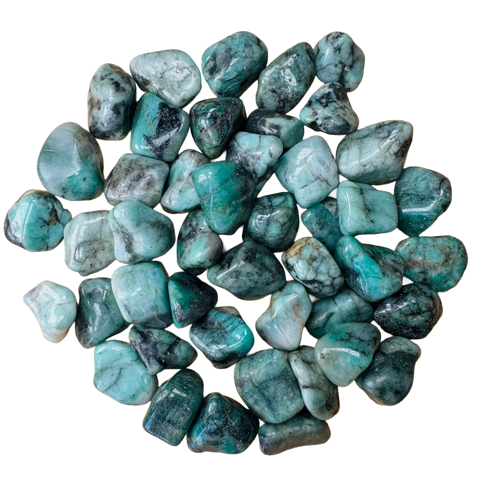 Back view of Grade AA Emerald tumbled stone showing natural surface