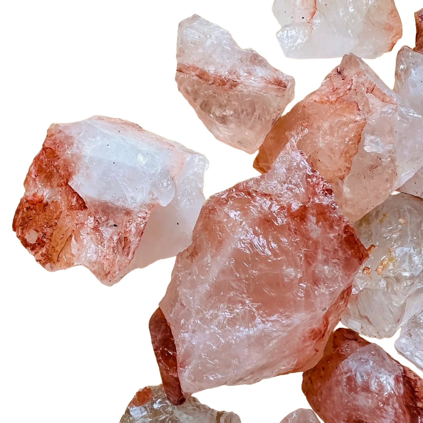 Texture-level view of red Fire Quartz raw stone, kept near for Grounding and Confidence, from Madagascar.