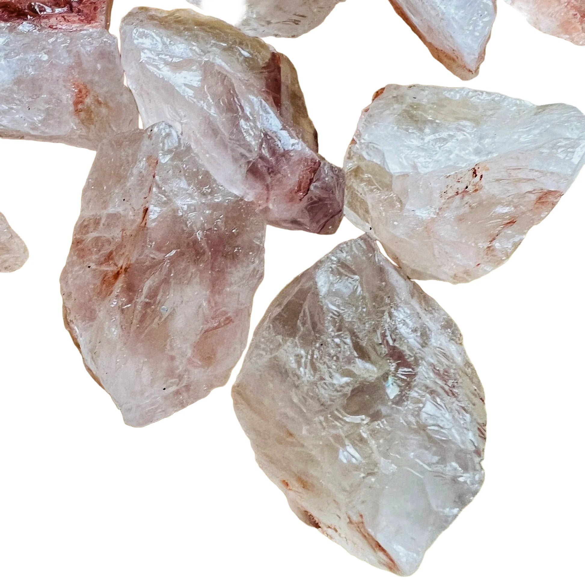 Top-side view of Fire Quartz raw stone, showing natural sheen.