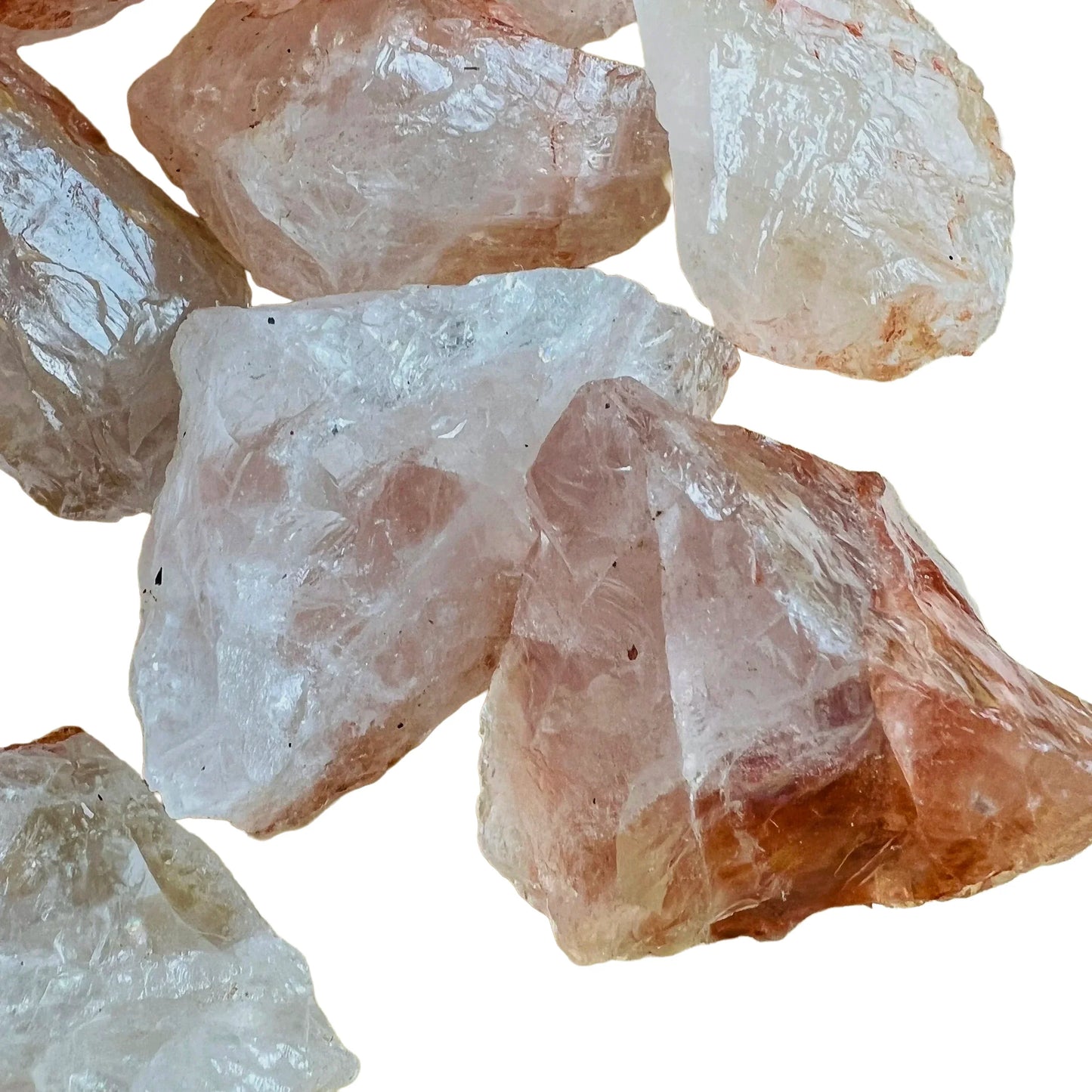 Bottom side of Fire Quartz raw stone, showing natural color depth.