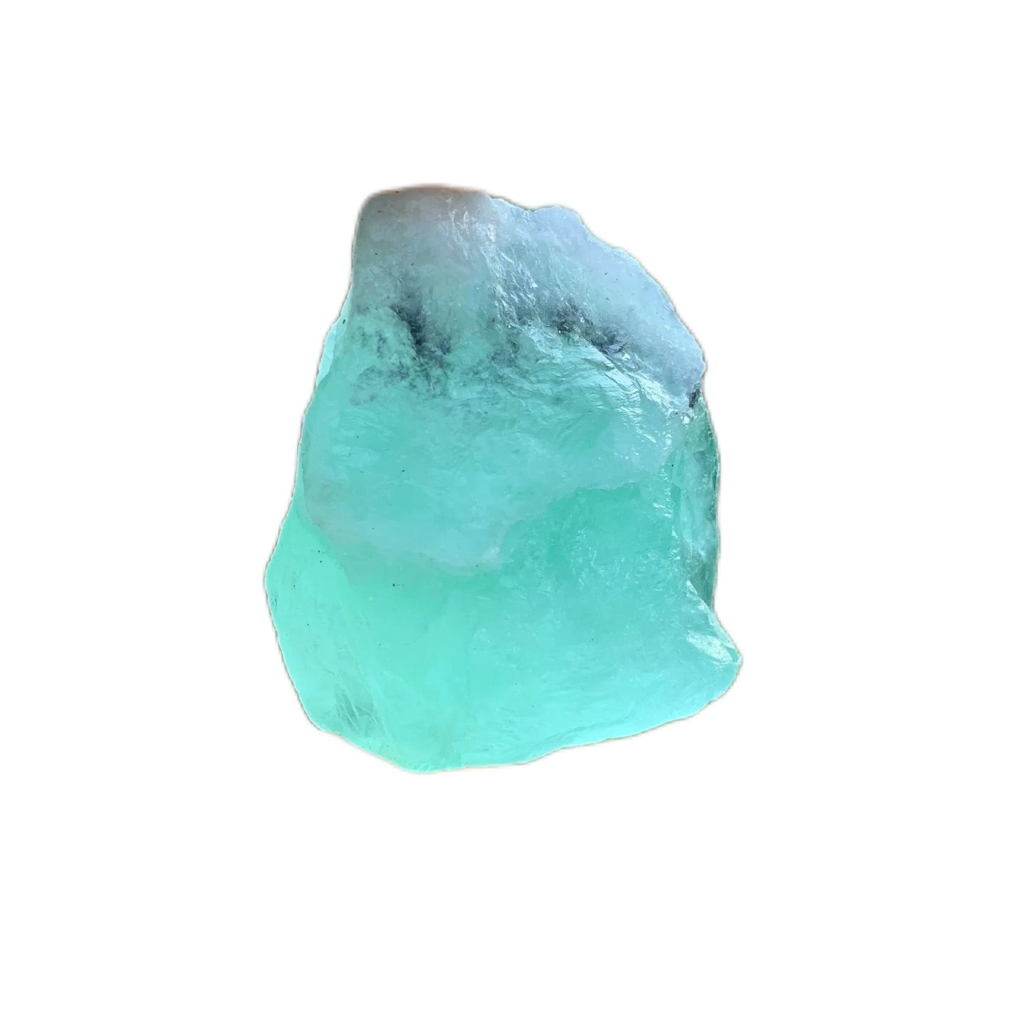 Daylight view of a Fluorite raw stone, hand-selected from Jiangxi, China.