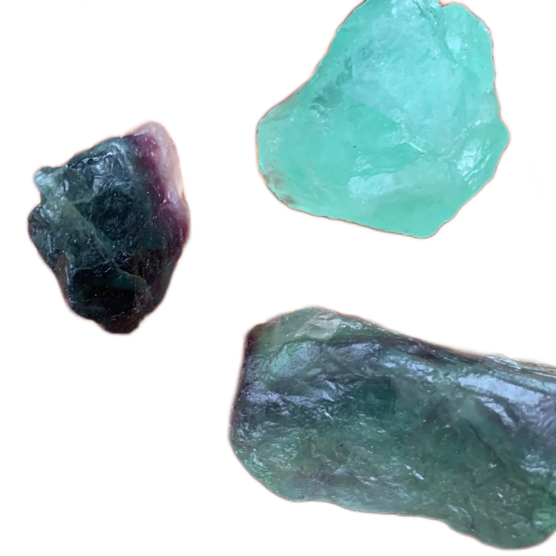 Back view of Grade AA Fluorite raw showing natural surface