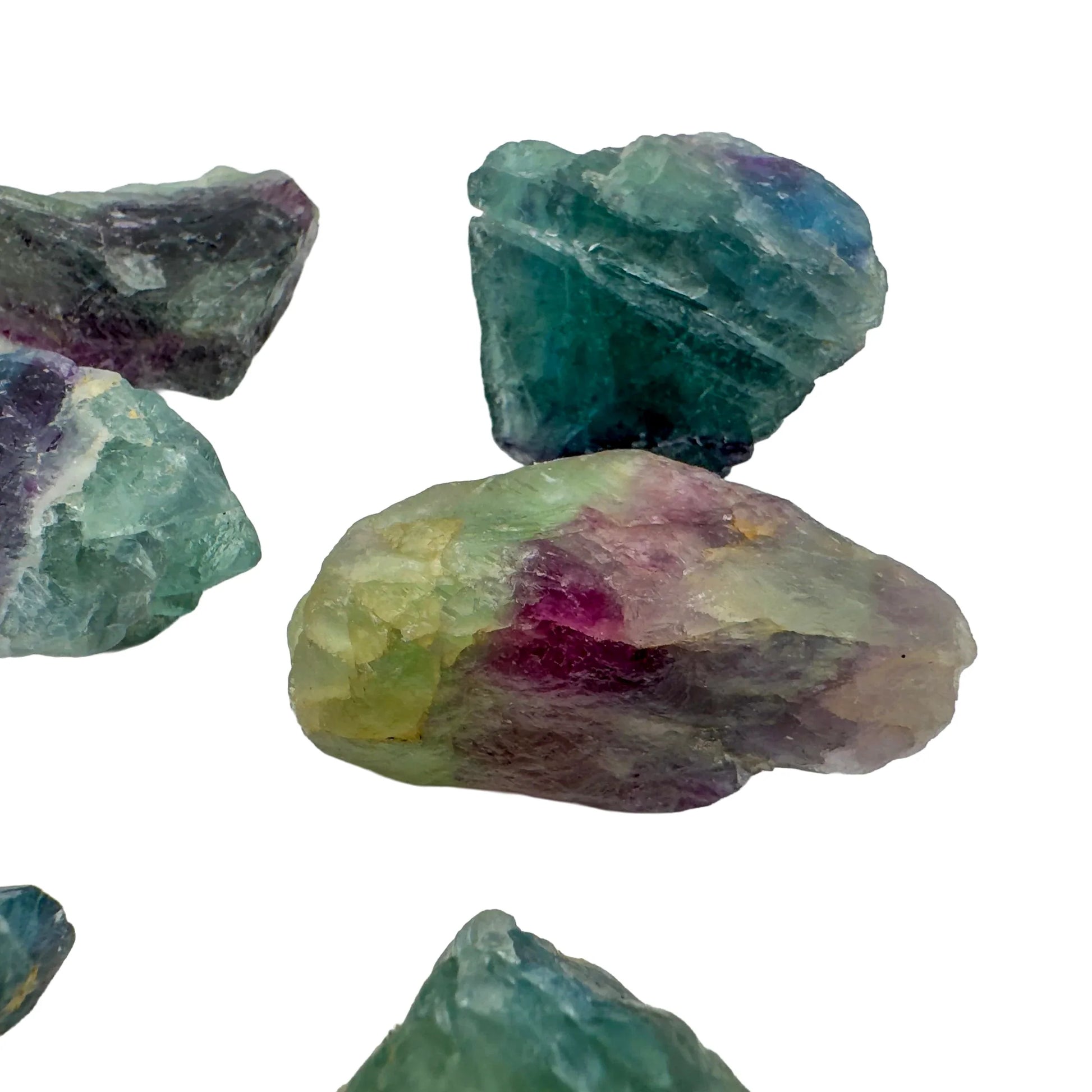 Top view of Fluorite raw stone, showing tight grain, from Erongo, Namibia.