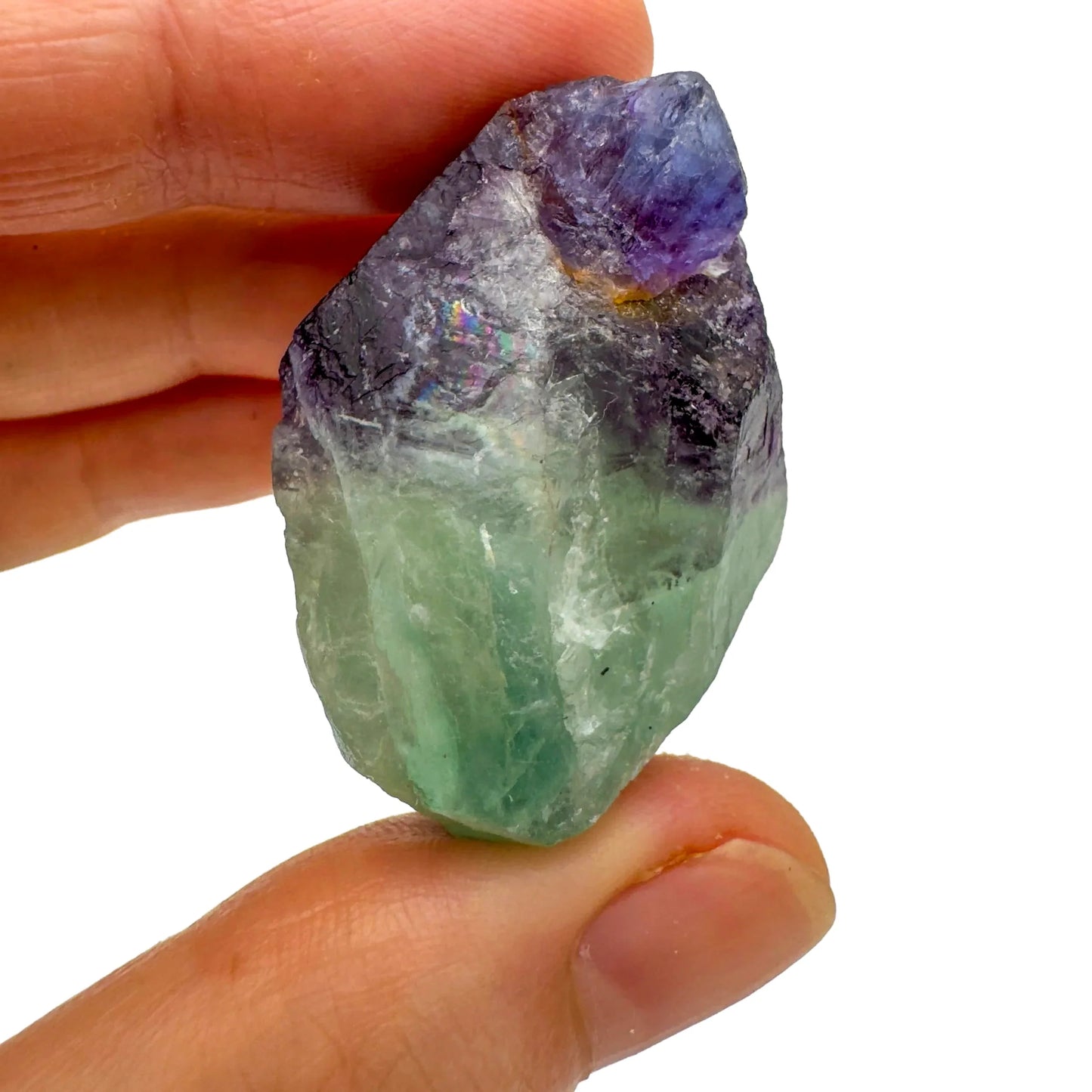 Back view of Grade AA Fluorite raw showing natural surface