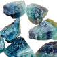 Color detail of Fluorite raw stone, showing natural color depth, sourced from Namibia.