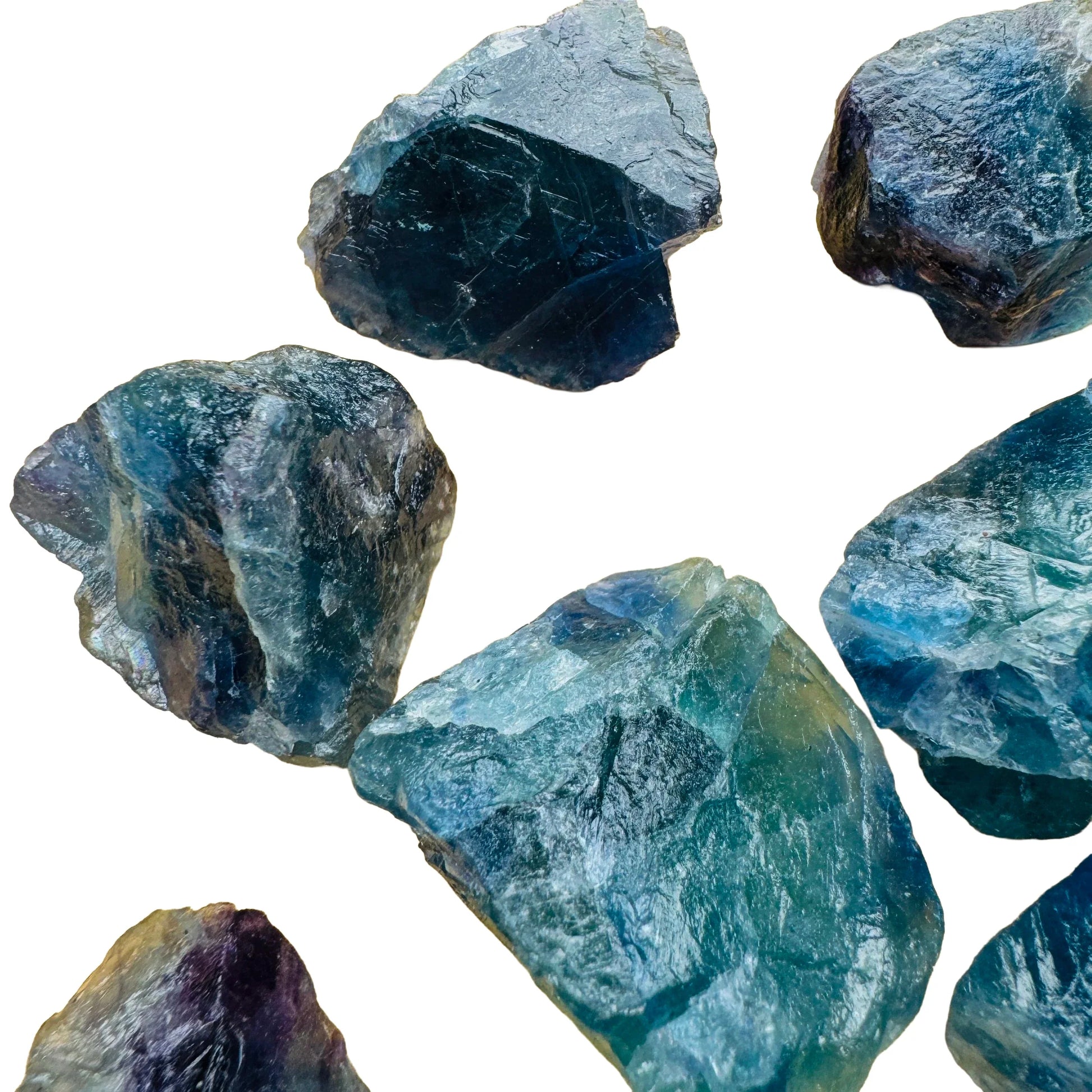Looking down on Fluorite raw stone, traditionally used for Focus and Meditation, from Erongo, Namibia.