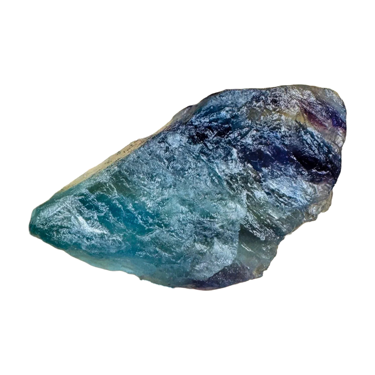 Fluorite Raw Stones, AA Grade, Namibia: one representative stone on a white background