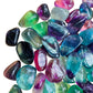 Edge view of Fluorite tumbled stone, worked with for Focus and Meditation.